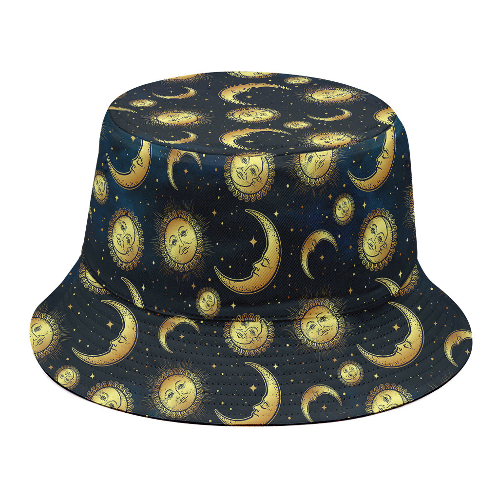 Vintage Moon And Sun Pattern Print Bucket Hat