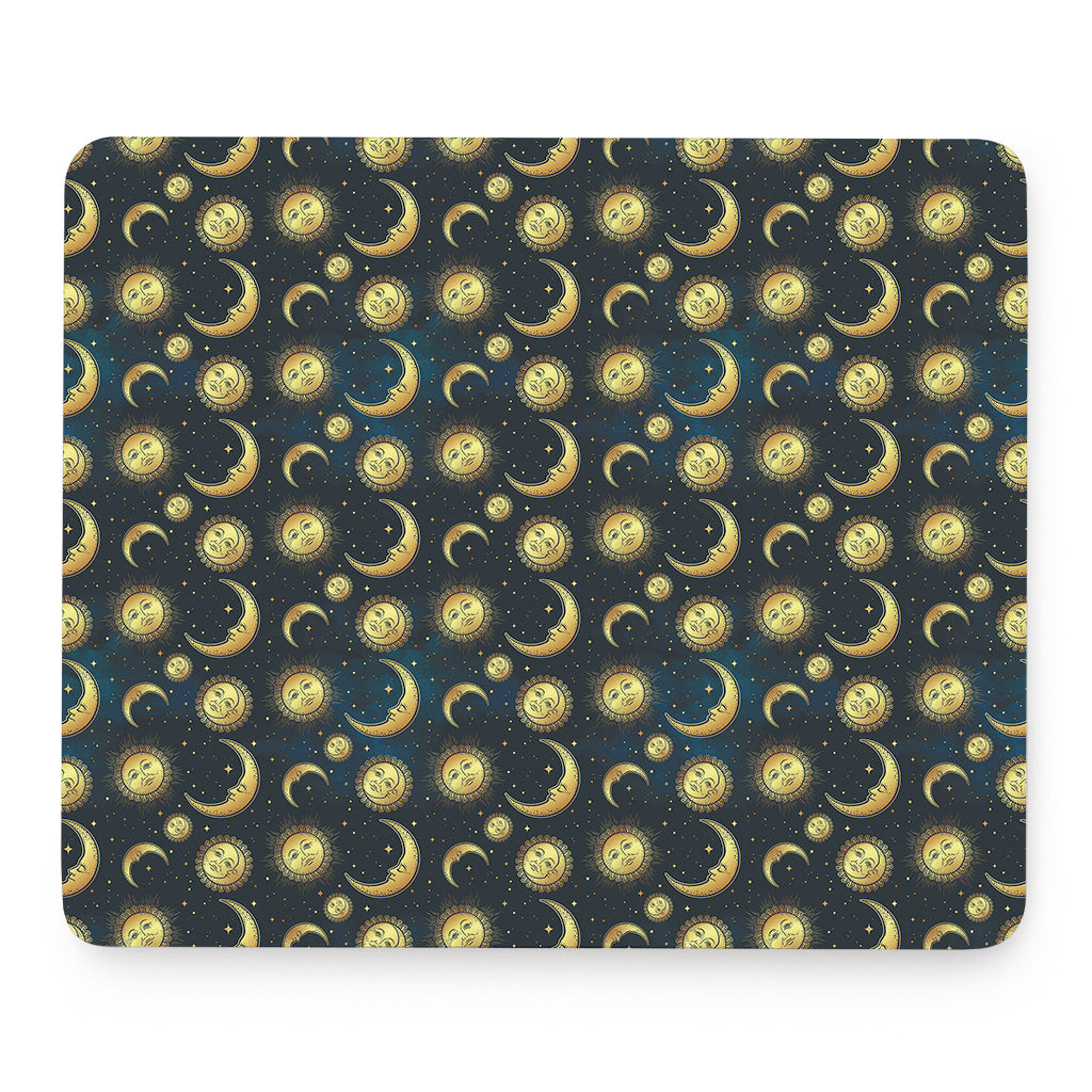 Vintage Moon And Sun Pattern Print Mouse Pad