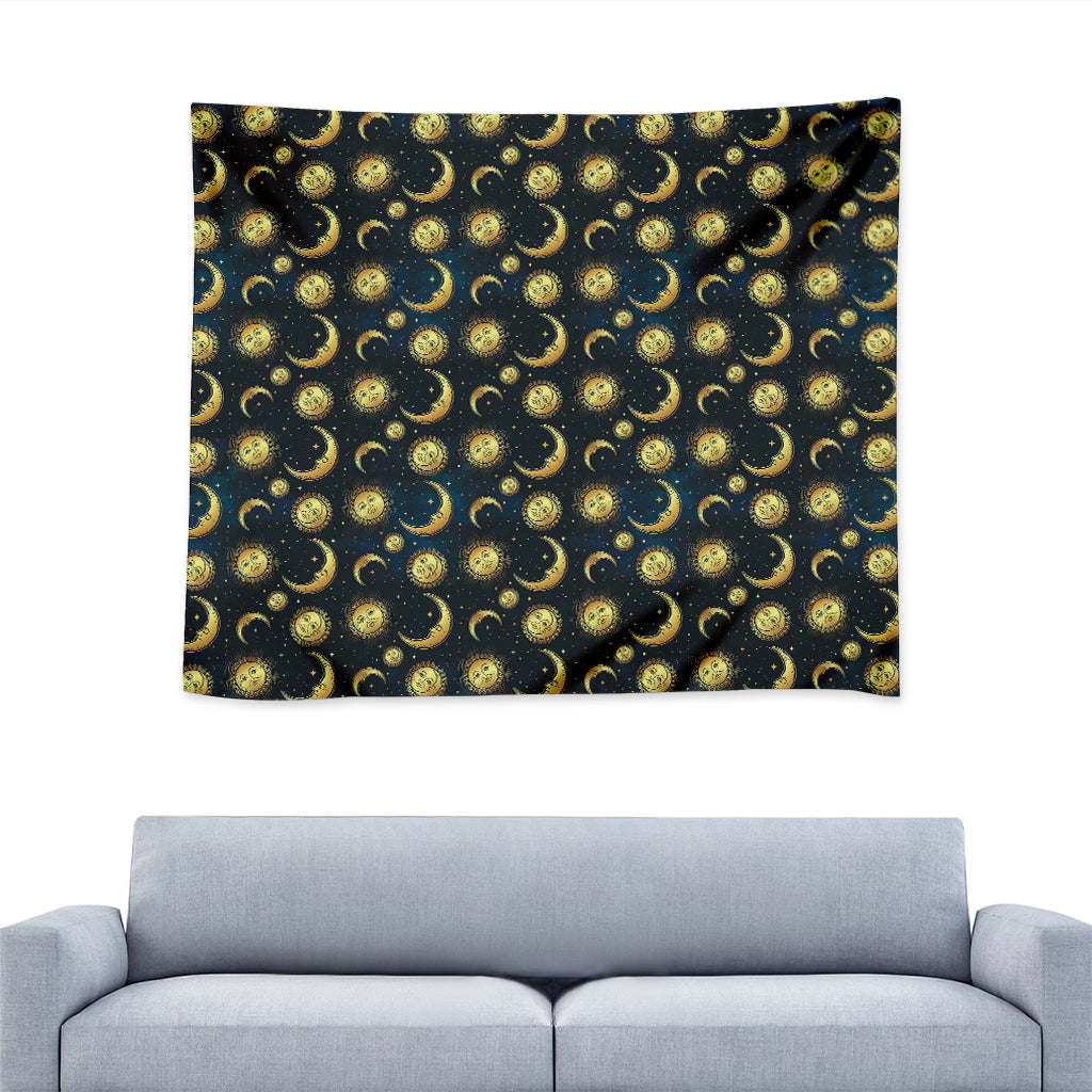 Vintage Moon And Sun Pattern Print Tapestry