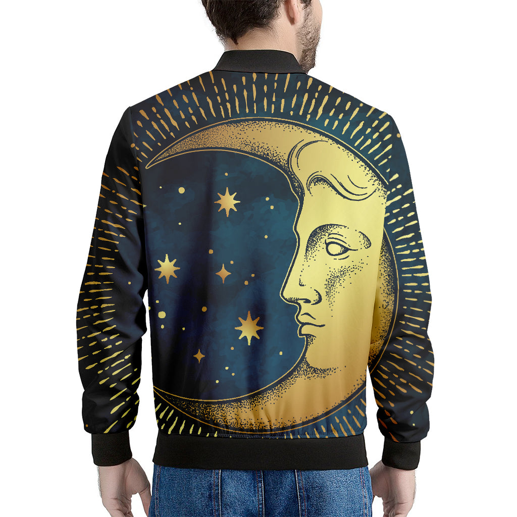 Vintage Moon And Sun Print Men's Bomber Jacket