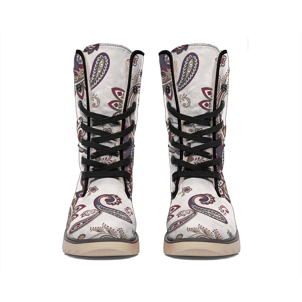 Vintage Paisley Pattern Print Winter Boots