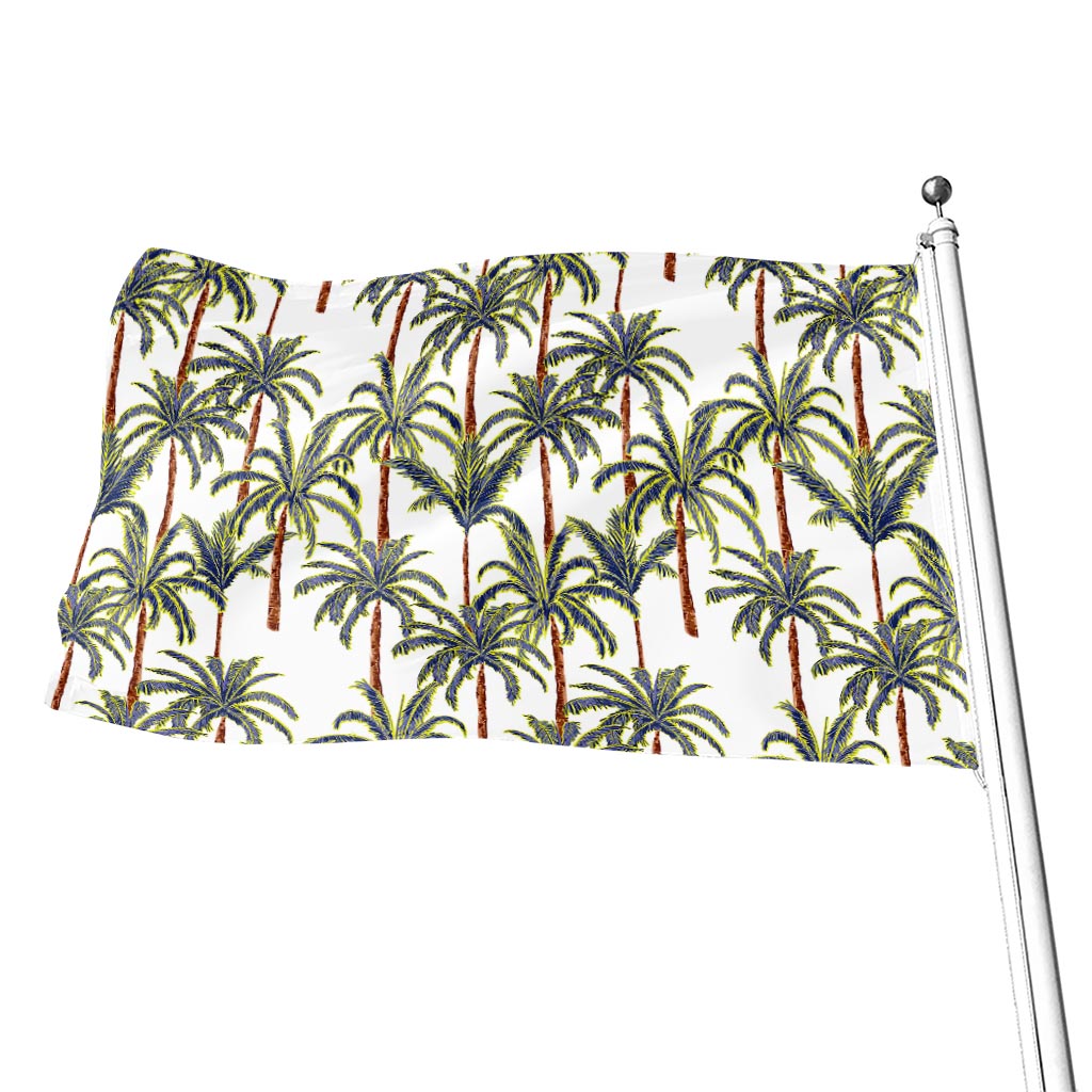 Vintage Palm Tree Beach Pattern Print Flag