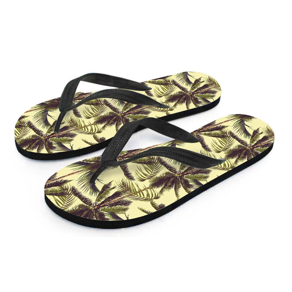 Vintage Palm Tree Pattern Print Flip Flops