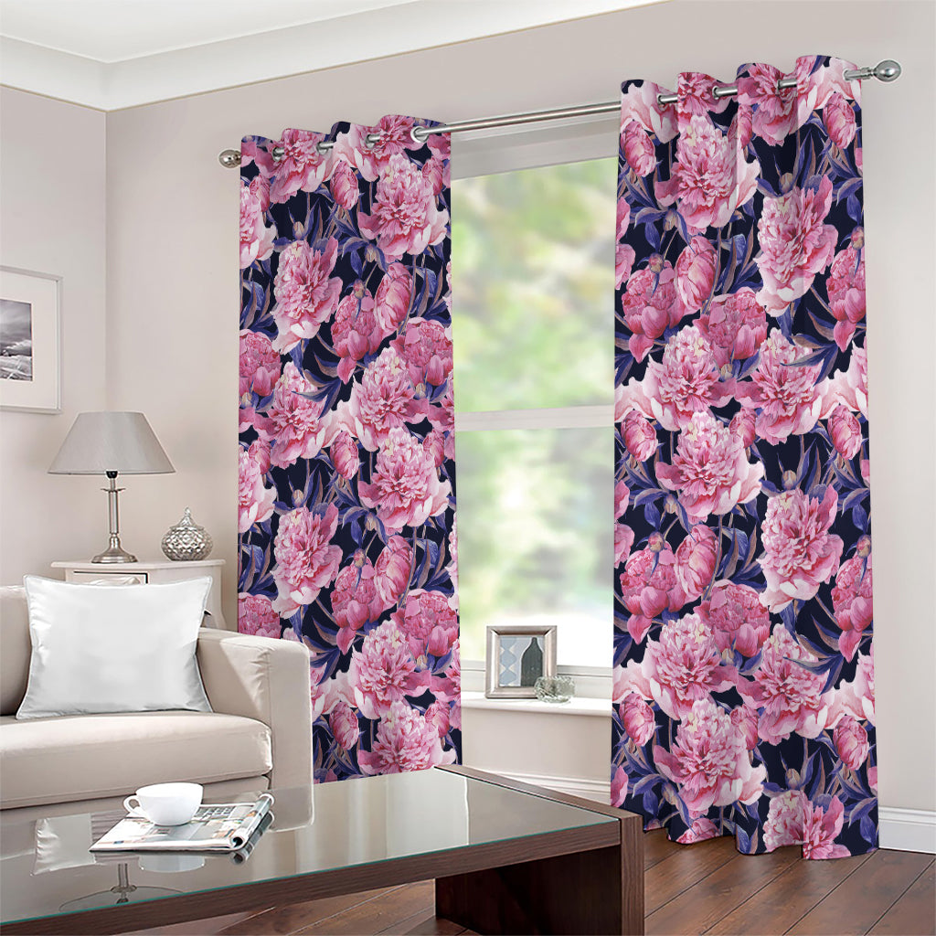 Vintage Pink Peony Floral Print Extra Wide Grommet Curtains