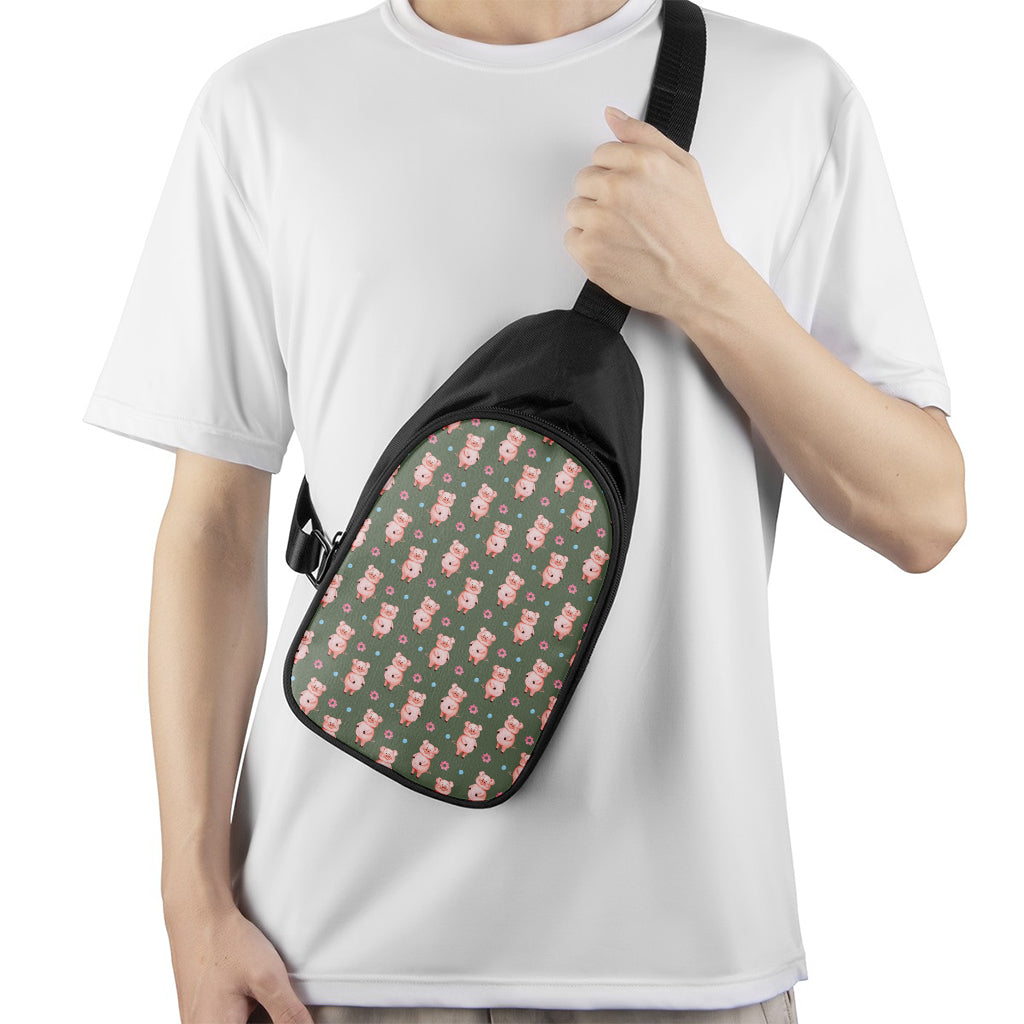 Vintage Pink Pig Pattern Print Chest Bag
