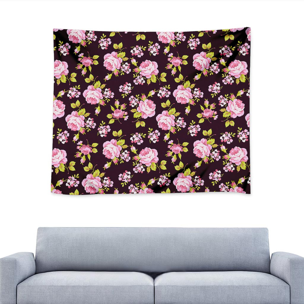 Vintage Pink Rose Floral Pattern Print Tapestry