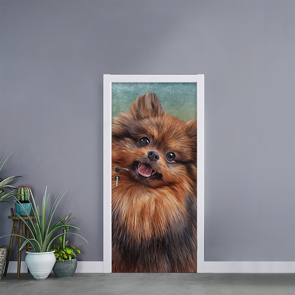 Vintage Pomeranian Portrait Door Sticker