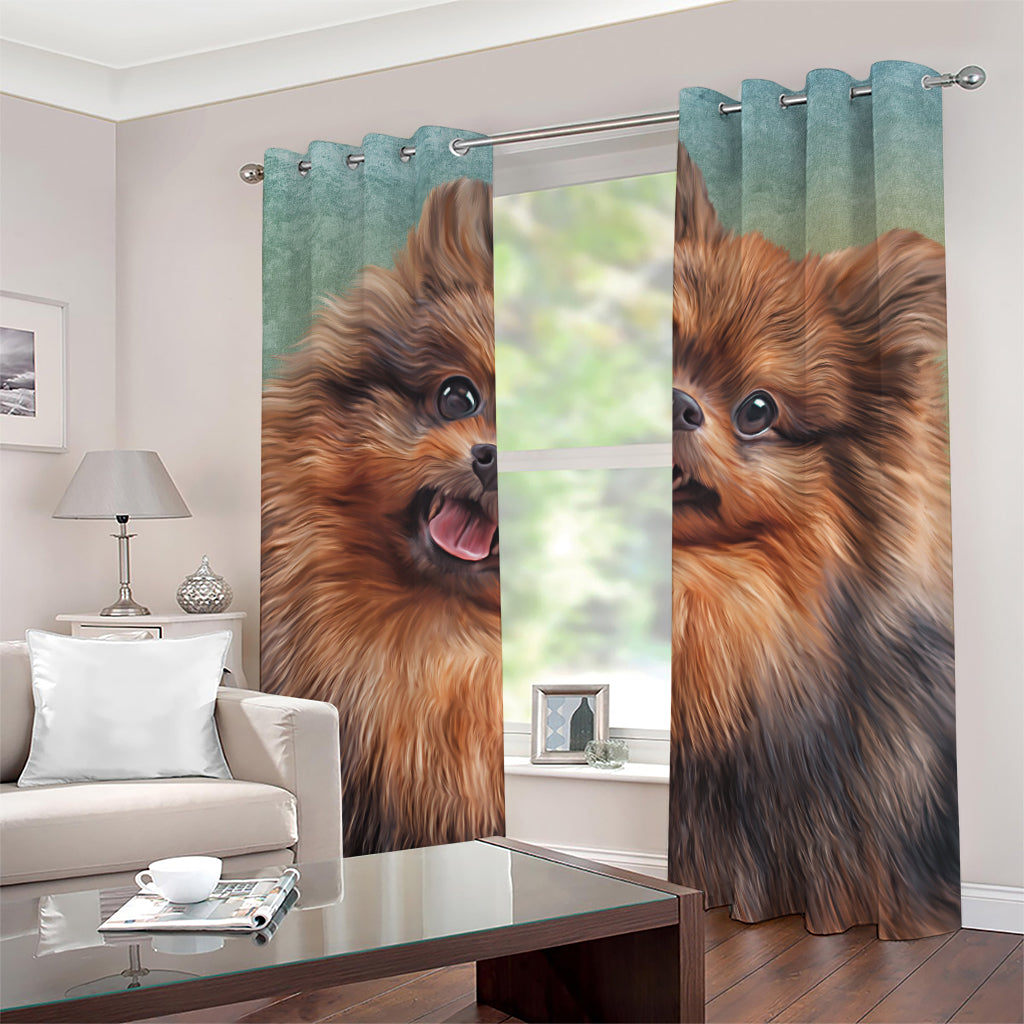 Vintage Pomeranian Portrait Grommet Curtains