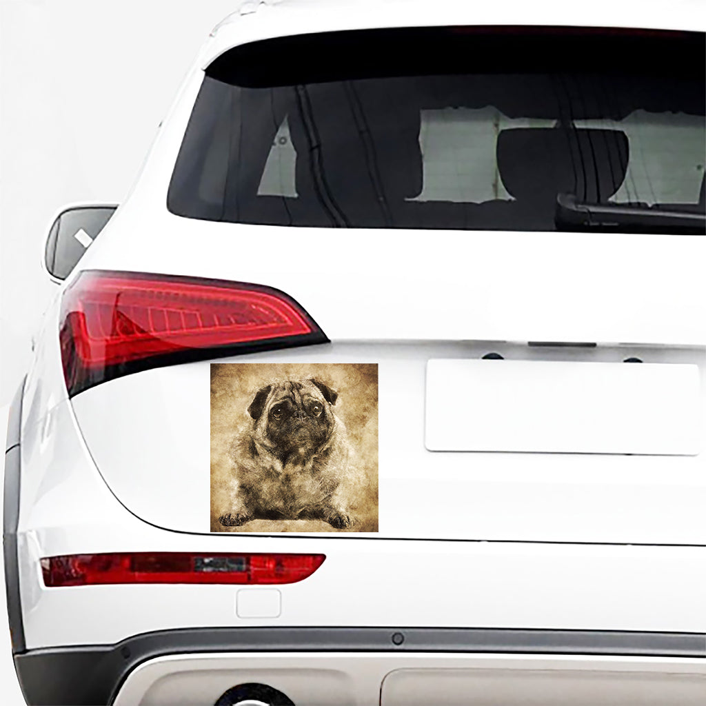 Vintage Pug Portrait Print Car Sticker