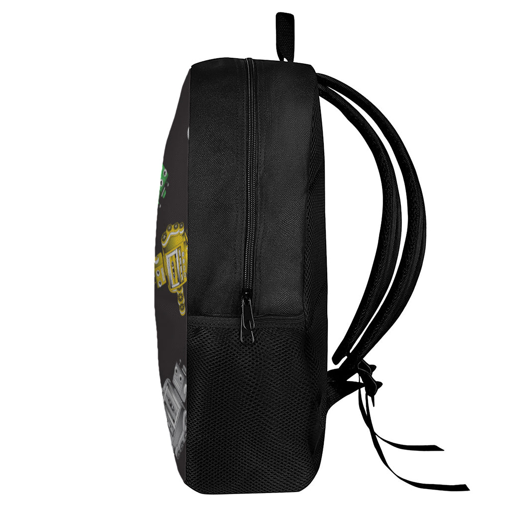 Vintage Robot Pattern Print 17 Inch Backpack