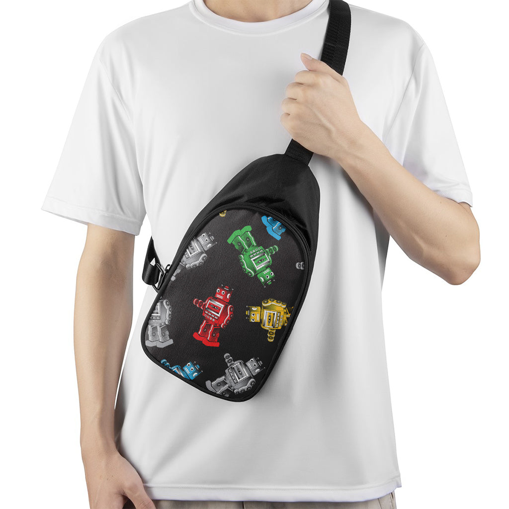 Vintage Robot Pattern Print Chest Bag