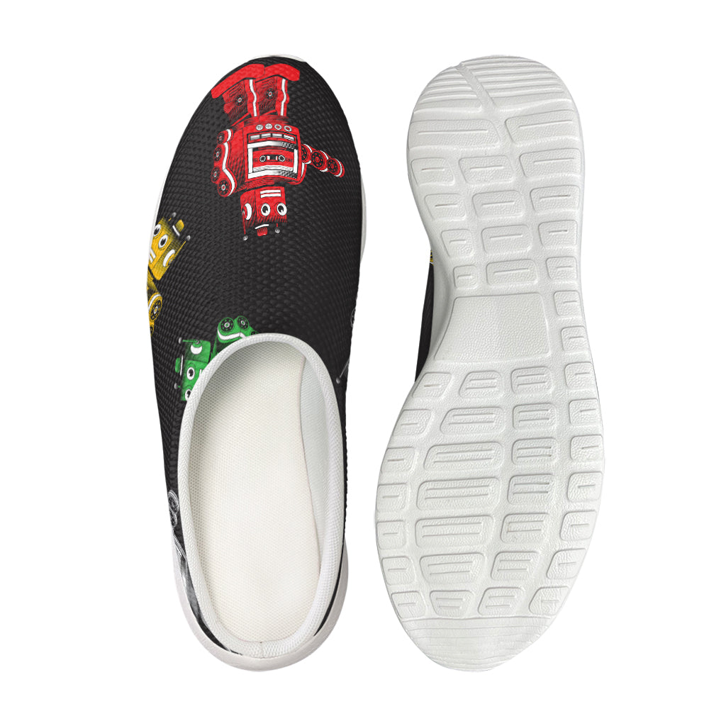 Vintage Robot Pattern Print Mesh Casual Shoes