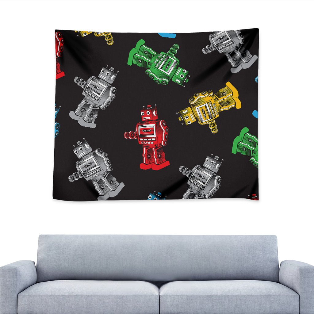 Vintage Robot Pattern Print Tapestry