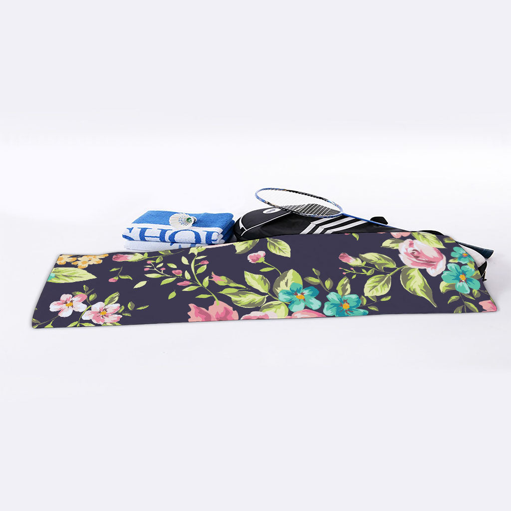 Vintage Rose Floral Flower Pattern Print Sports Towel