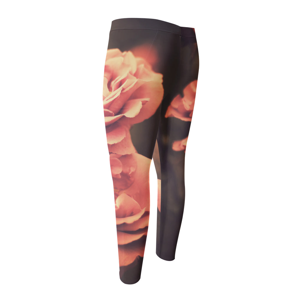 Vintage Rose Print Men's Compression Pants