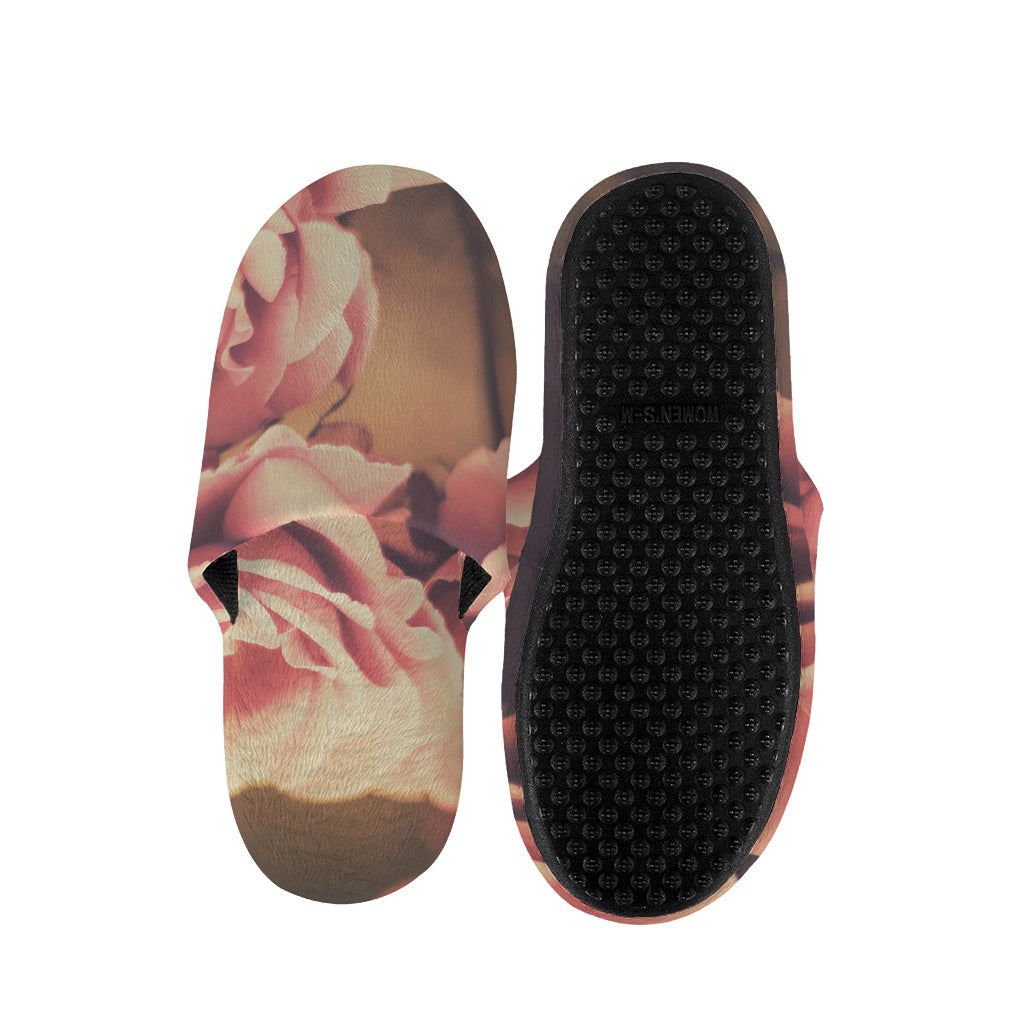Vintage Rose Print Slippers