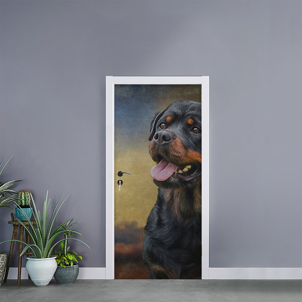 Vintage Rottweiler Portrait Print Door Sticker