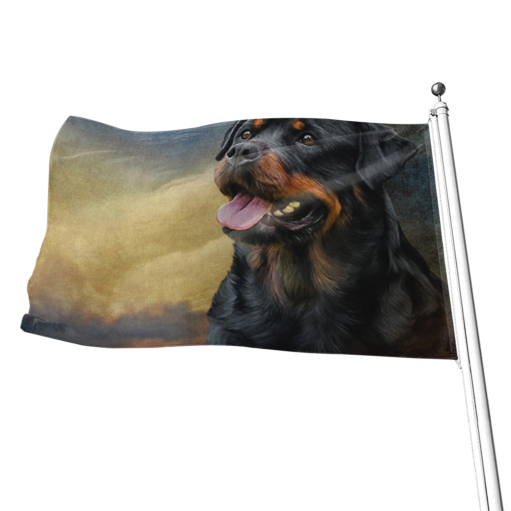 Vintage Rottweiler Portrait Print Flag
