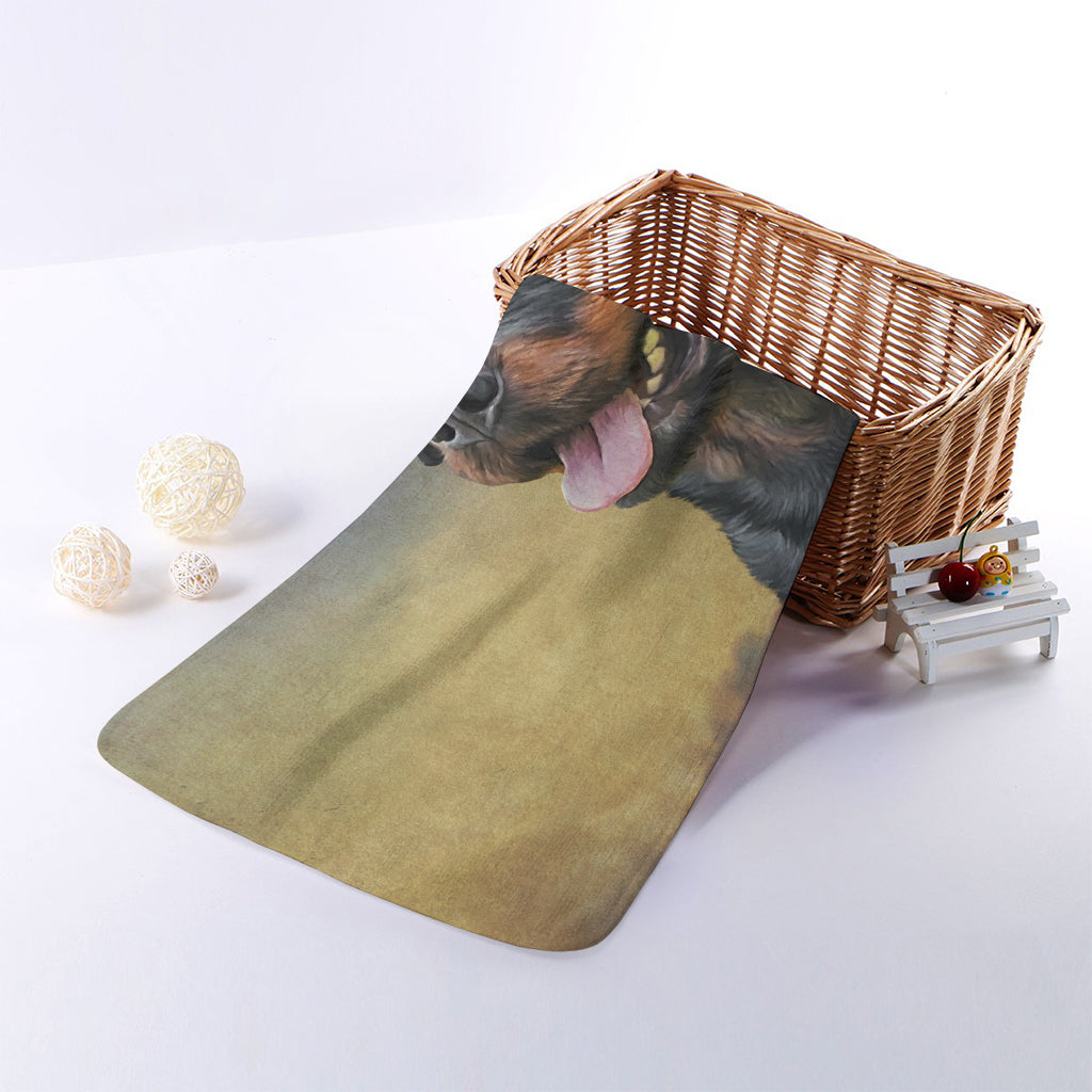 Vintage Rottweiler Portrait Print Towel