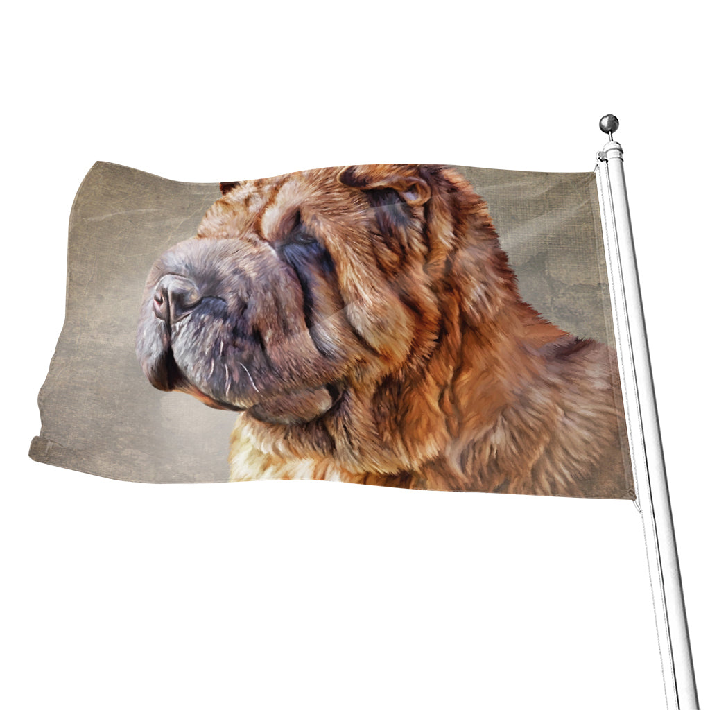 Vintage Shar Pei Print Flag
