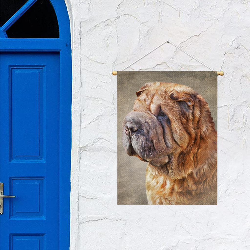 Vintage Shar Pei Print Garden Flag