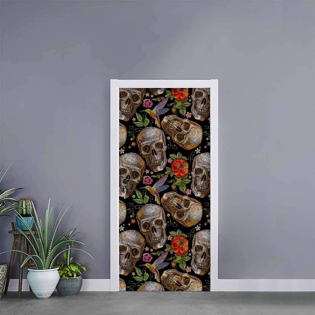 Vintage Skull Pattern Print Door Sticker