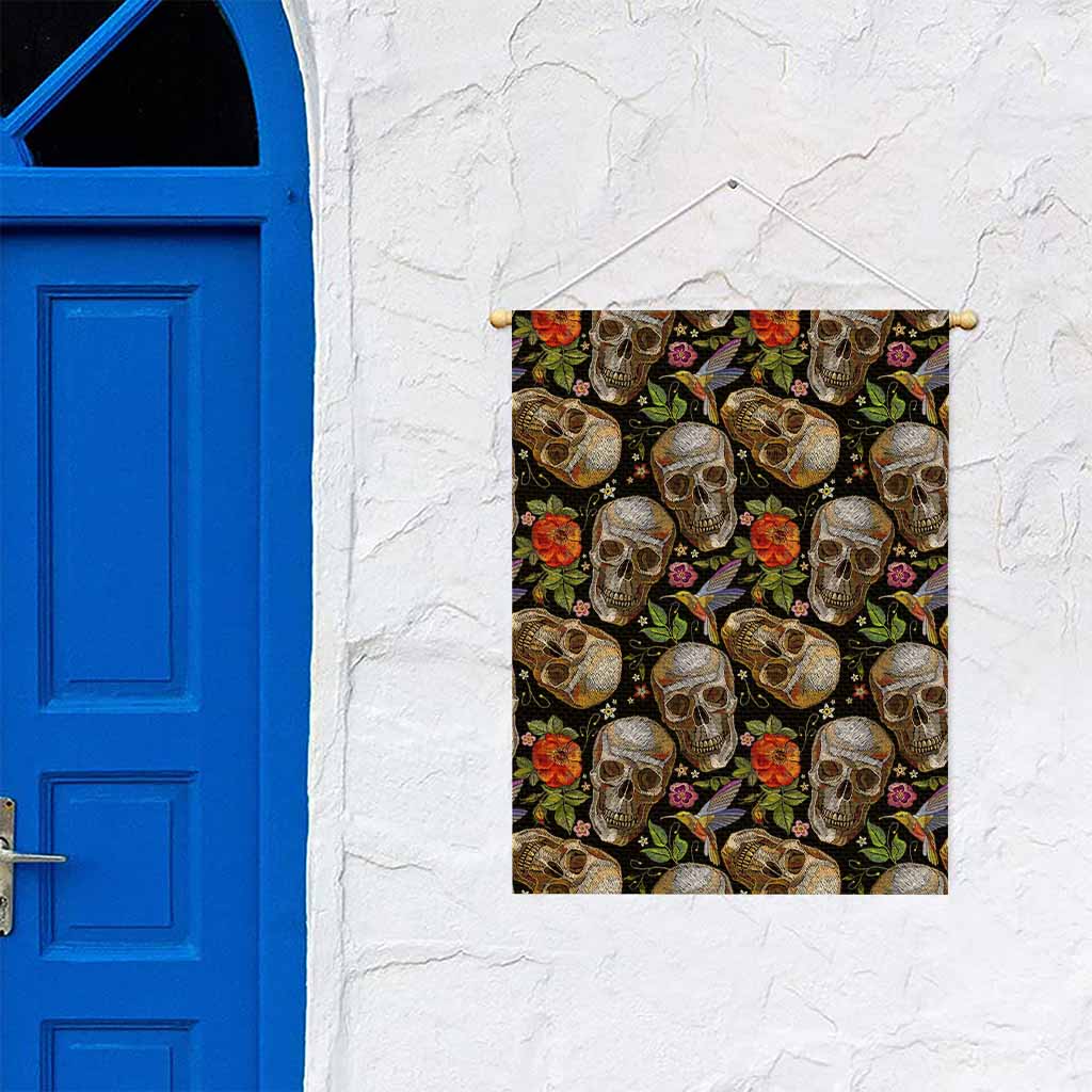 Vintage Skull Pattern Print Garden Flag