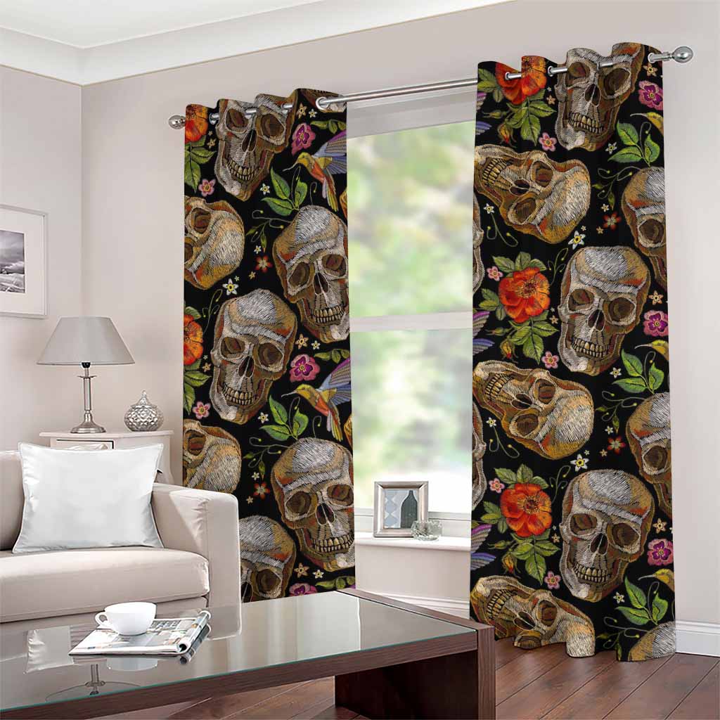 Vintage Skull Pattern Print Grommet Curtains
