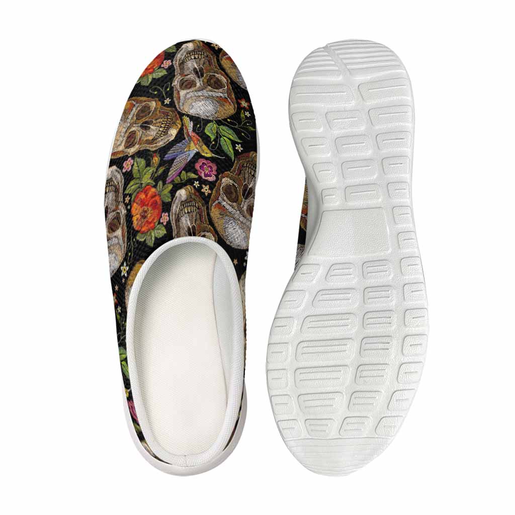 Vintage Skull Pattern Print Mesh Casual Shoes