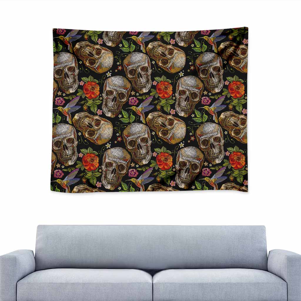 Vintage Skull Pattern Print Tapestry