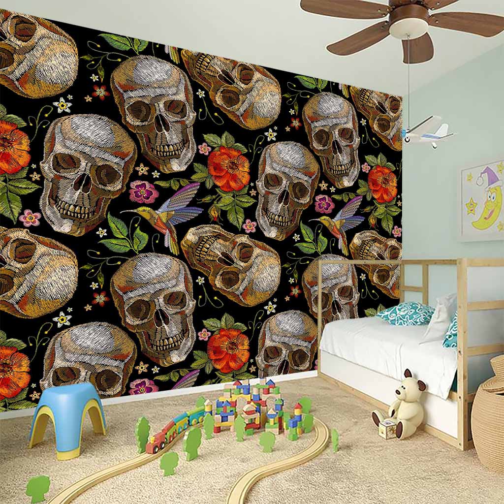 Vintage Skull Pattern Print Wall Sticker