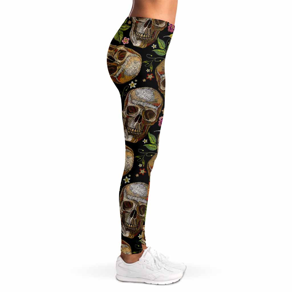 Vintage Skull Pattern Print Women's Leggings