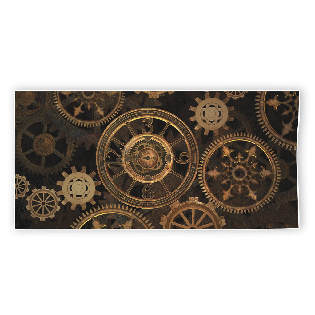 Vintage Steampunk Gears Print Beach Towel