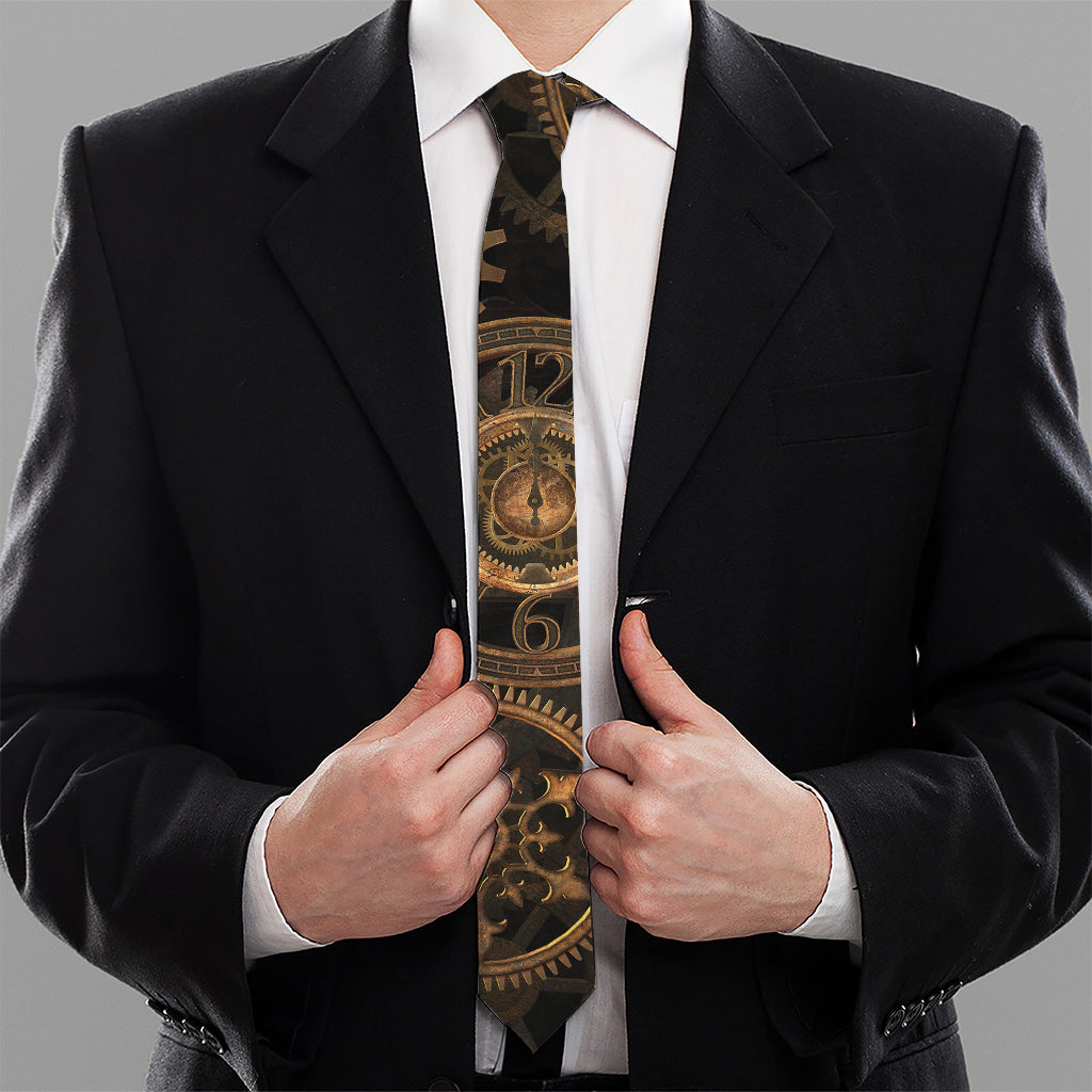 Vintage Steampunk Gears Print Necktie