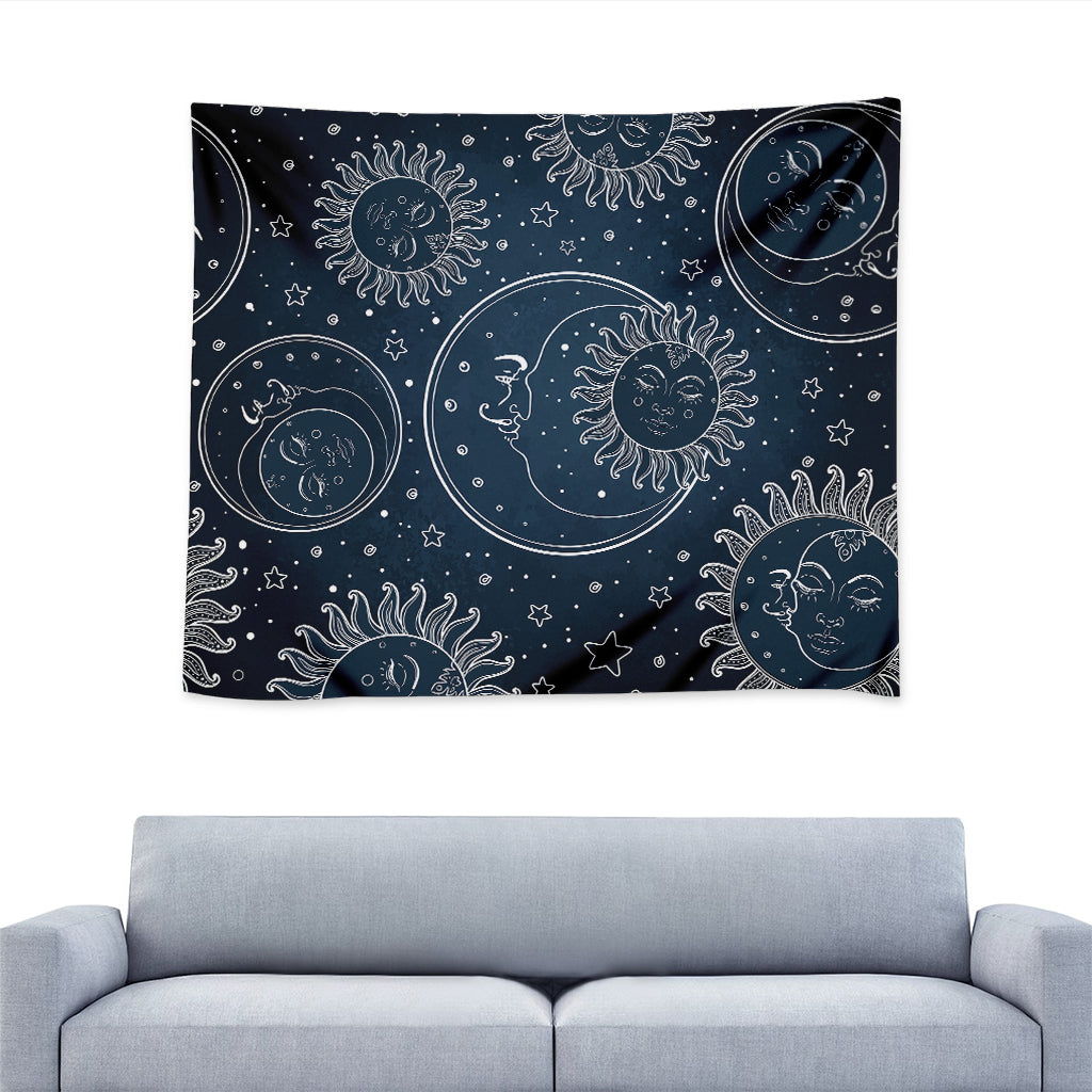 Vintage Sun And Moon Pattern Print Tapestry