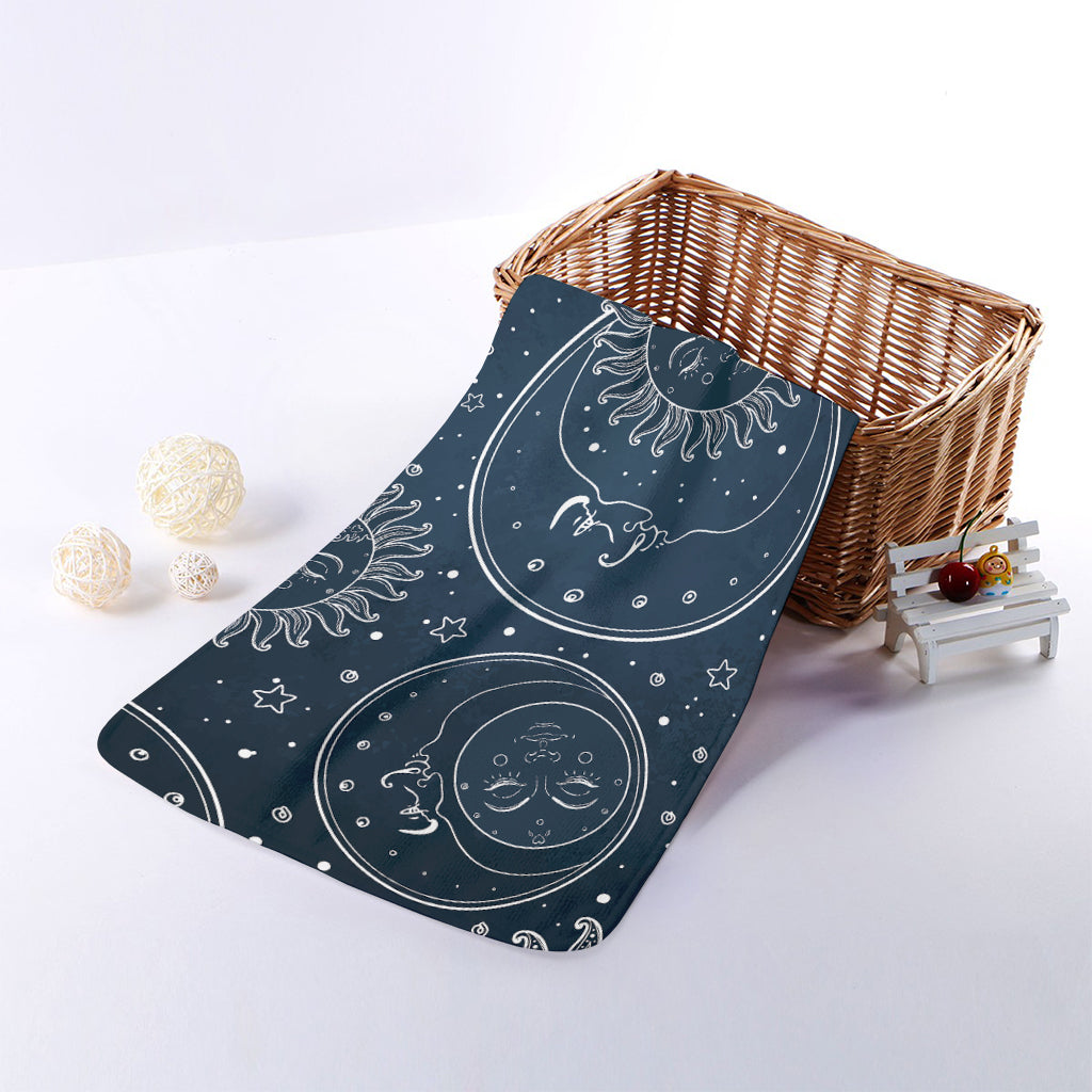 Vintage Sun And Moon Pattern Print Towel