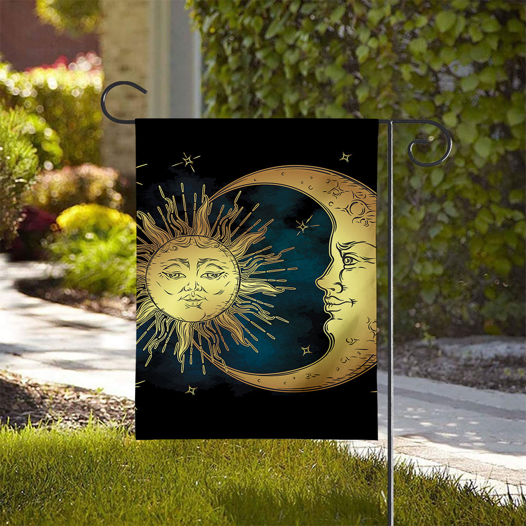 Vintage Sun And Moon Print House Flag
