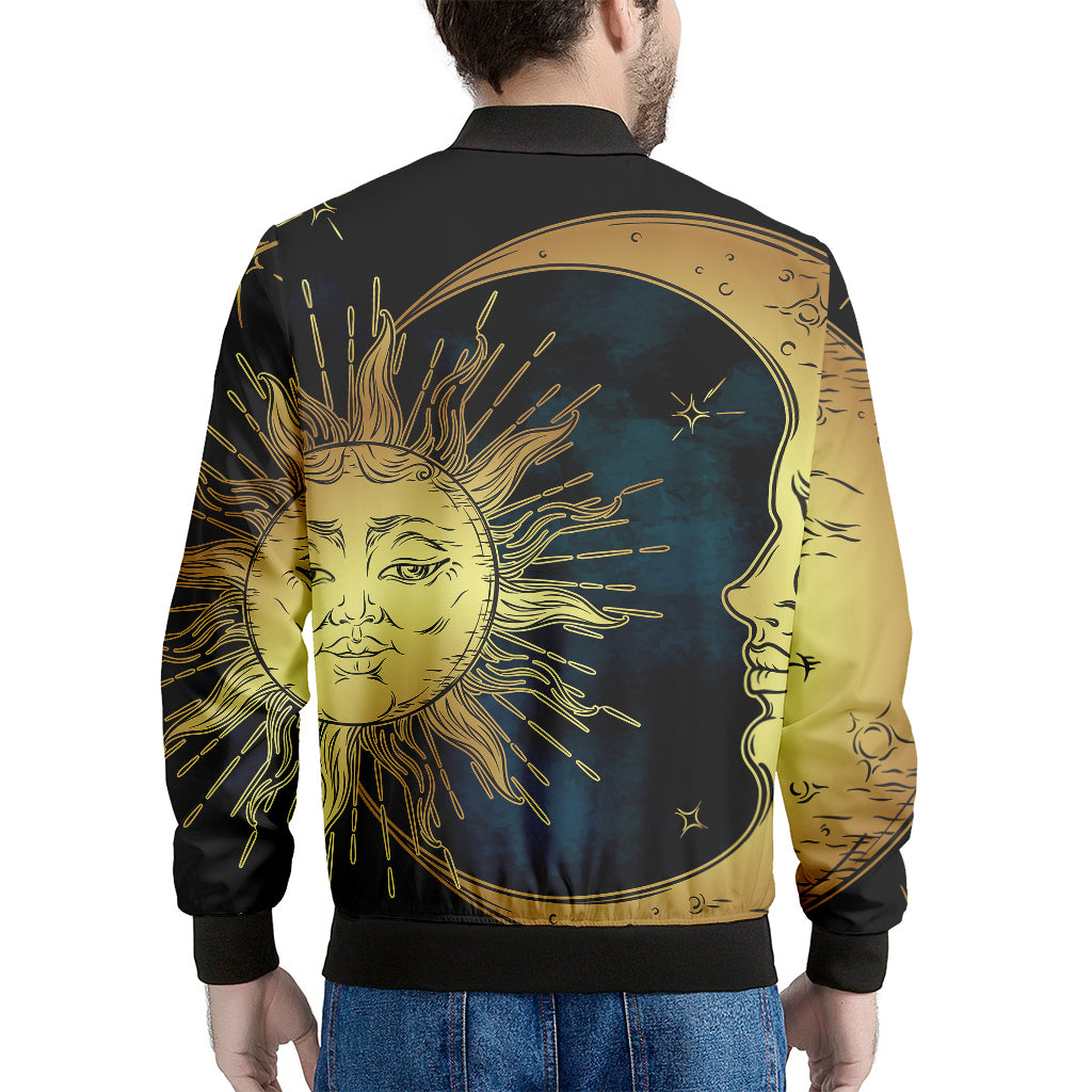Vintage Sun And Moon Print Men's Bomber Jacket