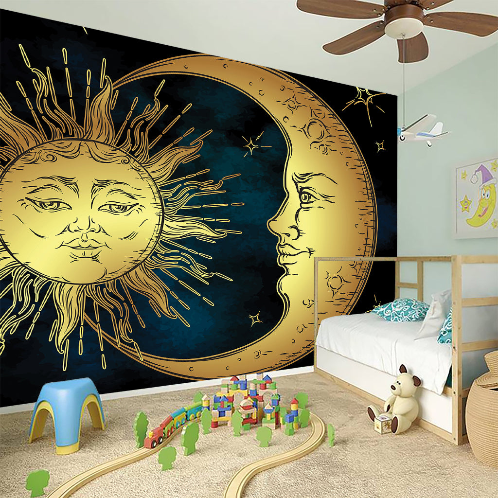 Vintage Sun And Moon Print Wall Sticker