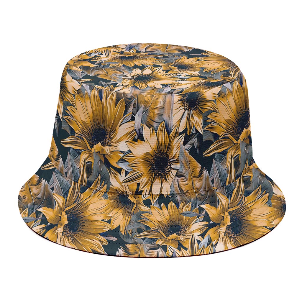 Vintage Sunflower Pattern Print Bucket Hat