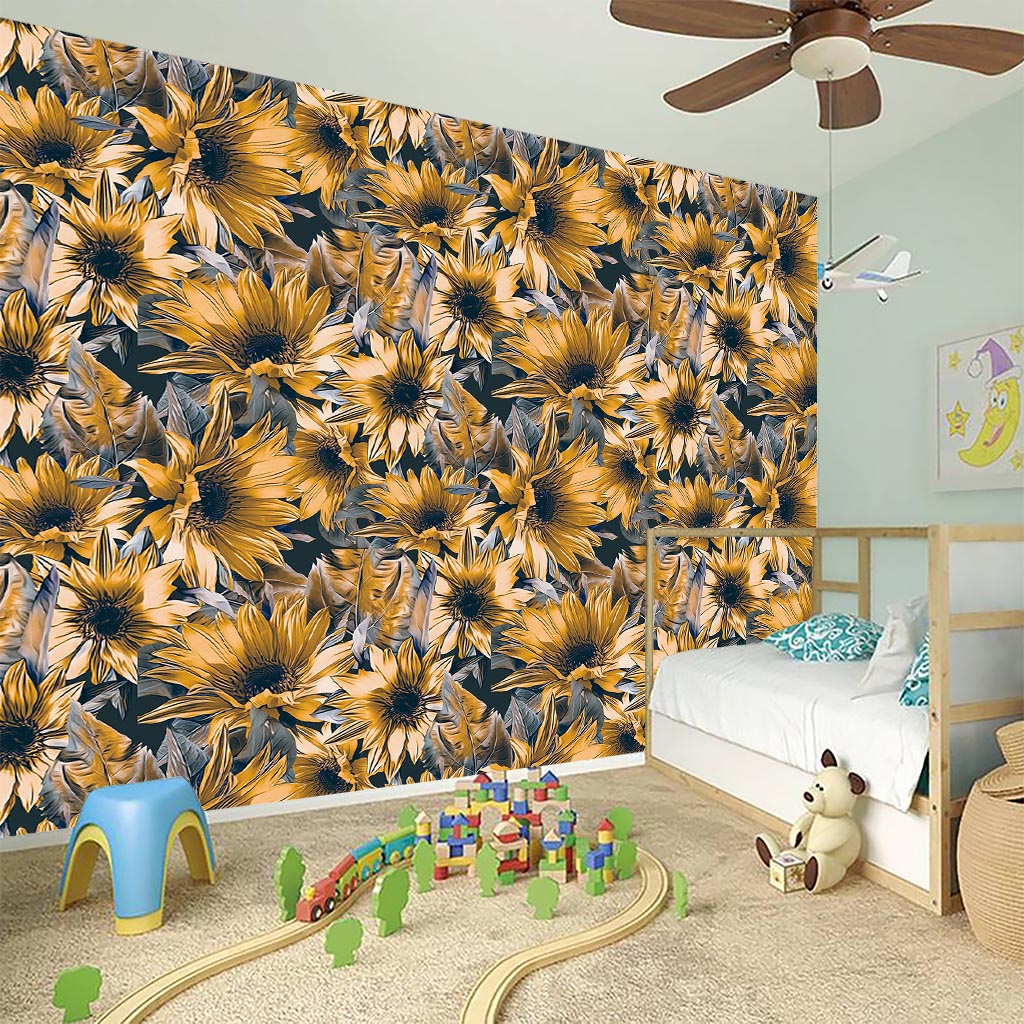 Vintage Sunflower Pattern Print Wall Sticker