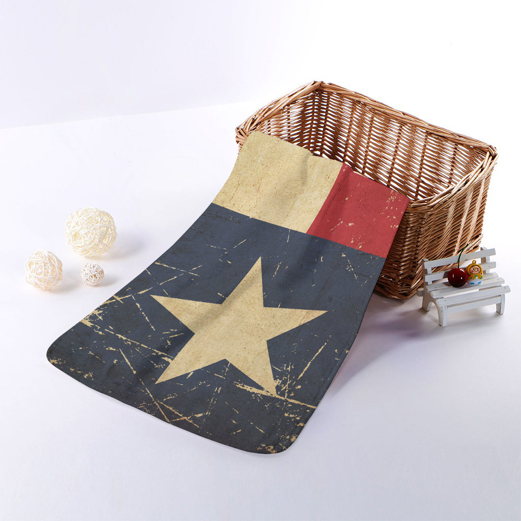 Vintage Texas Flag Print Towel