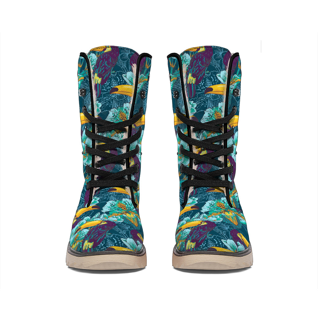 Vintage Toucan Pattern Print Winter Boots