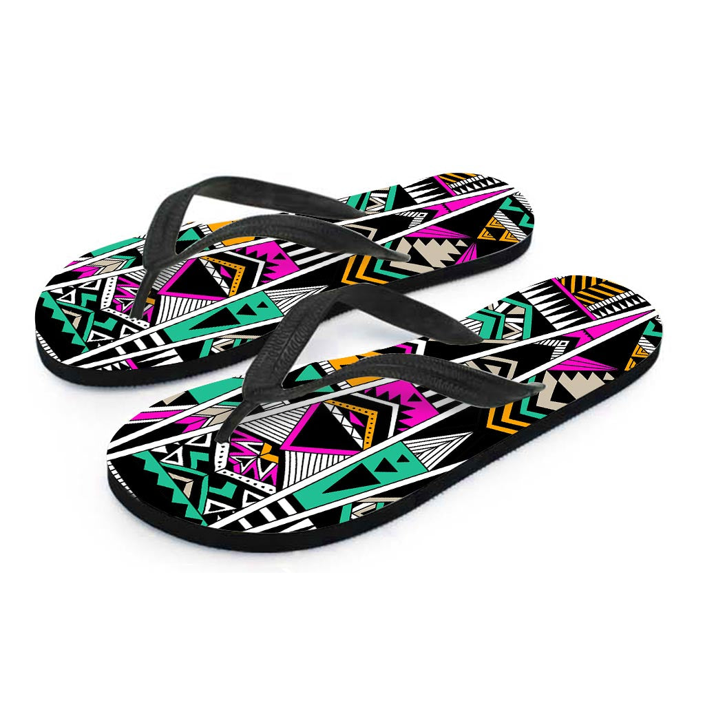 Vintage Tribal Aztec Pattern Print Flip Flops