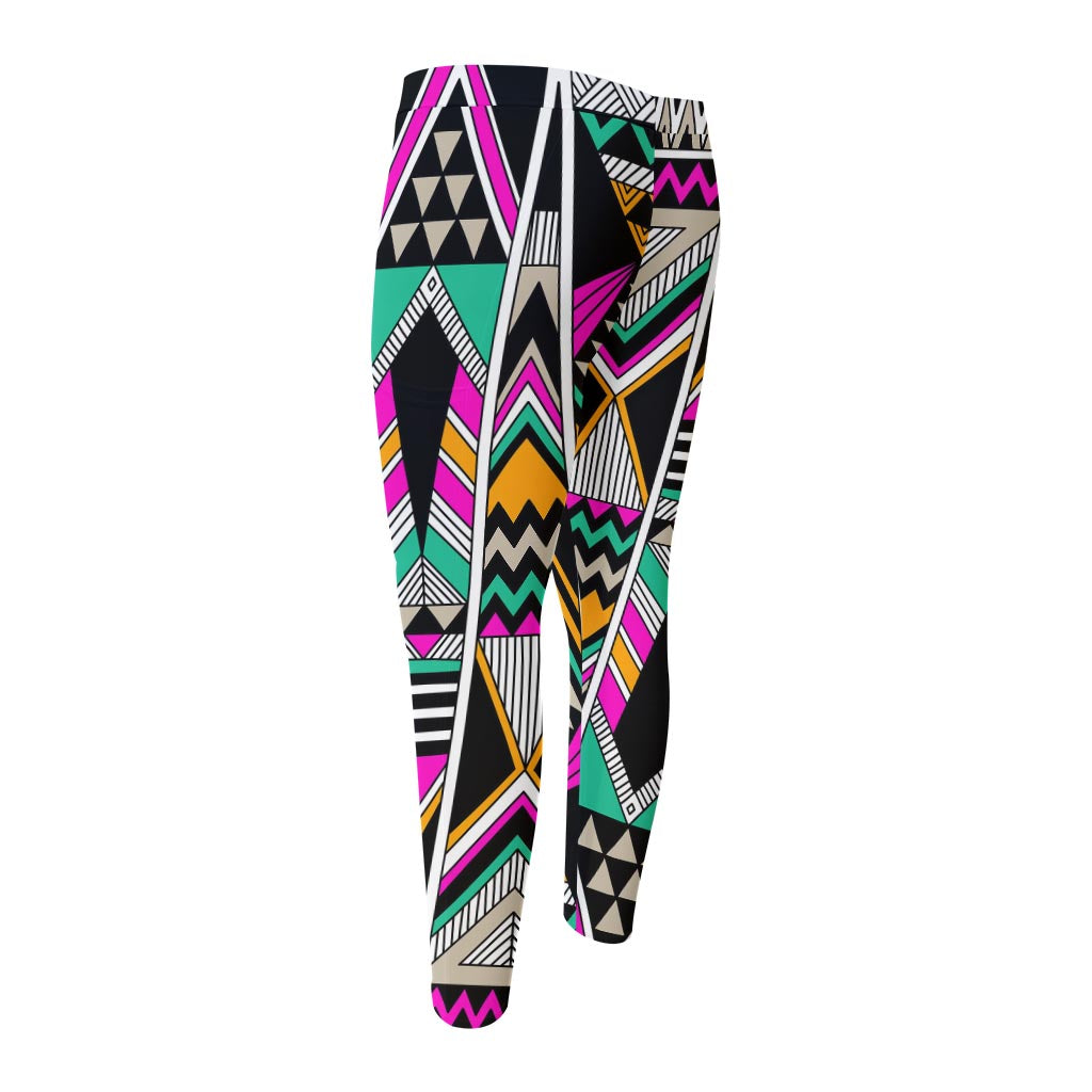 Vintage Tribal Aztec Pattern Print Men's Compression Pants