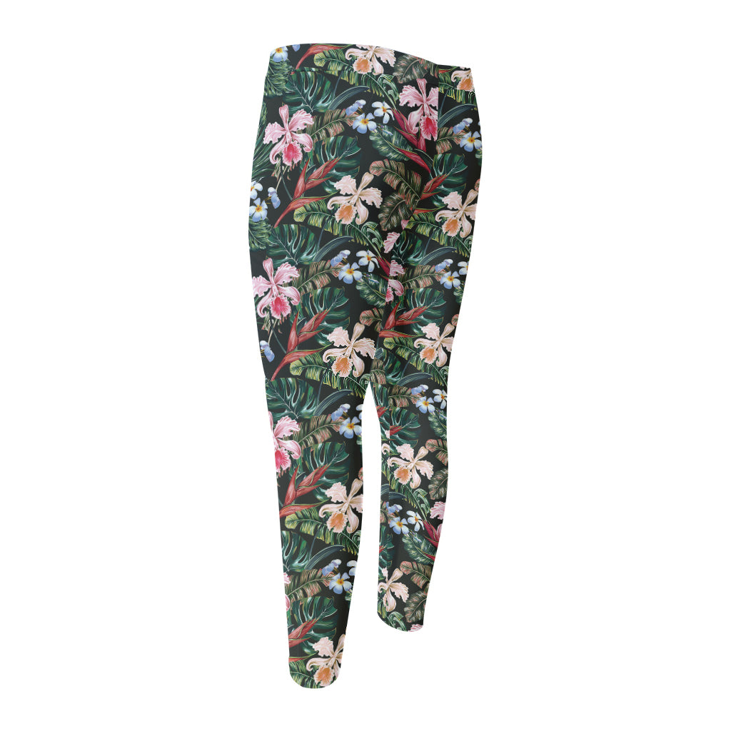 Vintage Tropical Exotic Hawaiian Print Men's Compression Pants