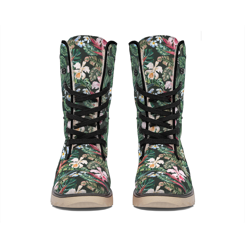 Vintage Tropical Exotic Hawaiian Print Winter Boots