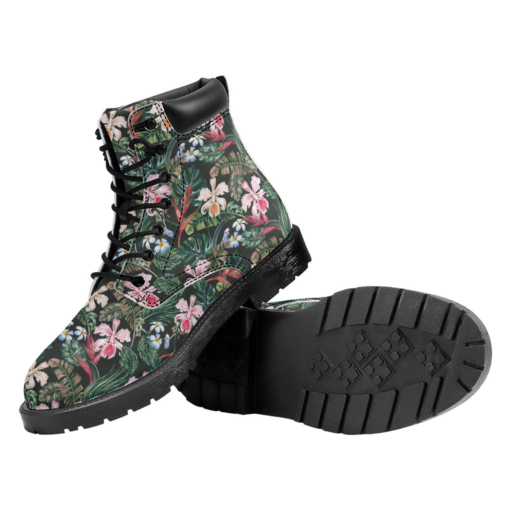 Vintage Tropical Exotic Hawaiian Print Work Boots