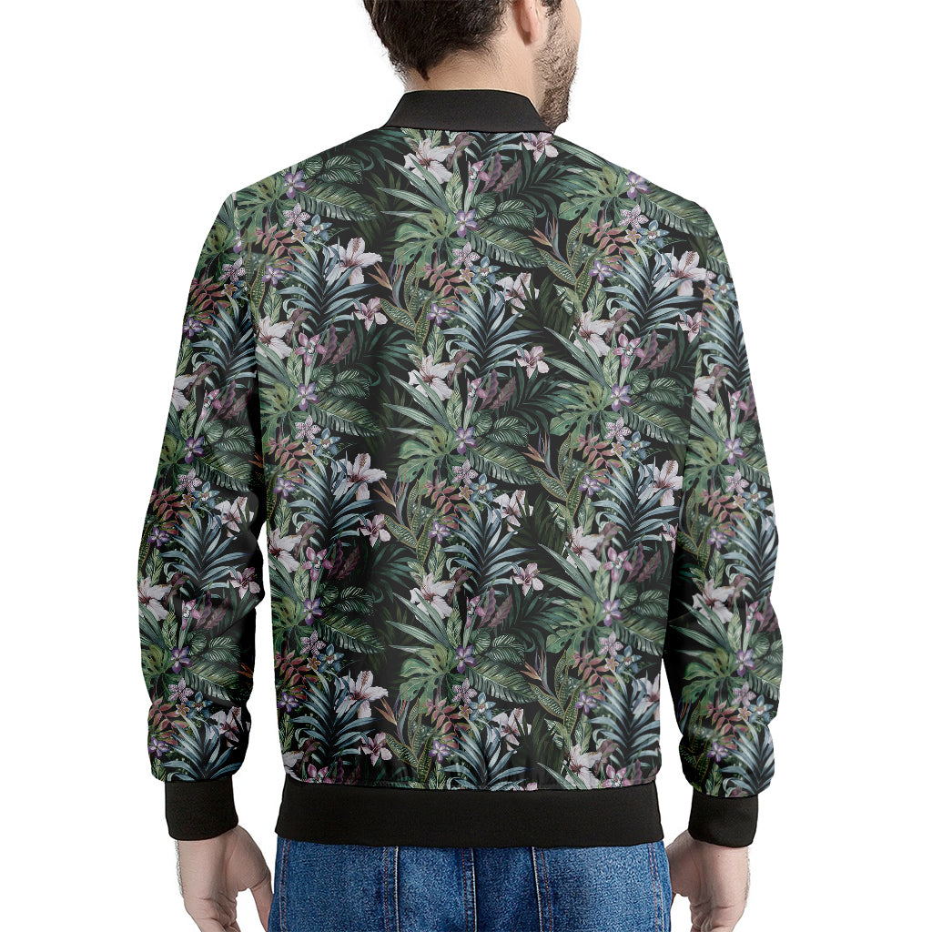 Vintage Tropical Floral Print Men's Bomber Jacket