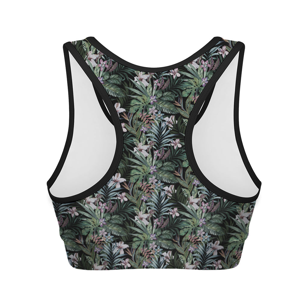 Vintage Tropical Floral Print Women's Sports Bra
